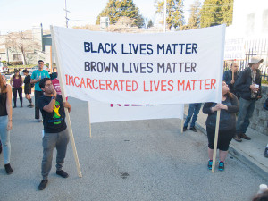 Demonstrating solidarity with prisoners at the Santa Cruz County Jail.