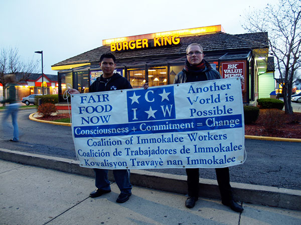 The Coalition of Immokalee Workers and the Student/Farmworker Alliance held a demonstration for ‘Fair Food’ at a Burger King in Glen Ellyn, Illinois, a suburb west of Chicago, on April 13, 2007.